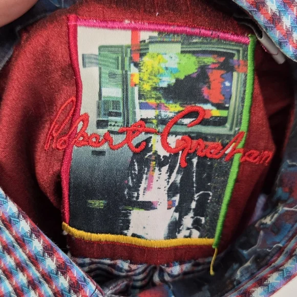 Robert Graham Sputnik 3D-Check Jacquard Classic Fit Flip Cuff Shirt Size Medium - Picture 7 of 10